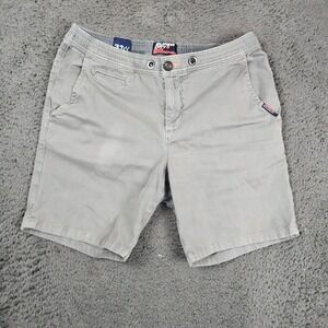 Superdry Sun Scorch Chino Shorts Mens 31W Gray Drawstring Waist Casual